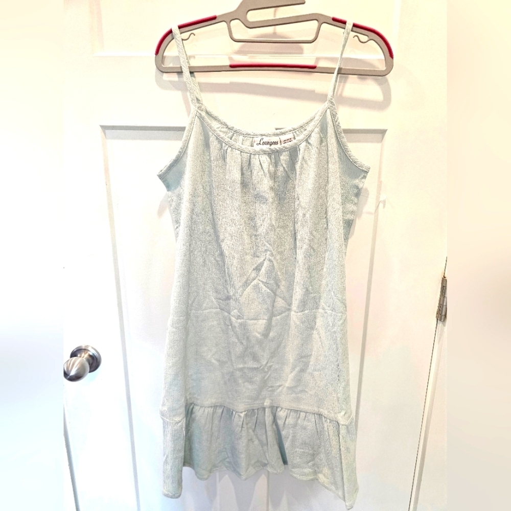 Loungees Light Blue 100% Cotton Ruffle Hem Lounge Dress Size S